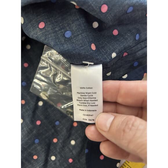 Talbots Polka Dot Collared Button Blouse Womens Size XL Blue Classic Preppy NWT - Picture 4 of 7